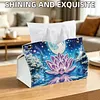 (25cm)Winter Night Pearl Lotus DIY Diamond Painting PU Tissue Holder Box