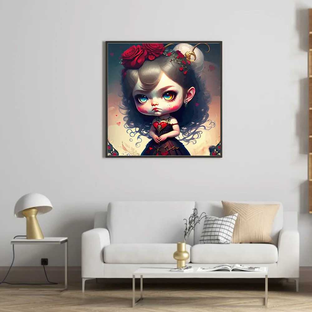 Full Round Diamond Painting 30*30cm - Rose Warrior Girl