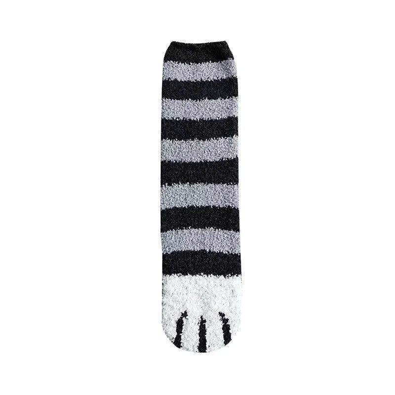 Lourdasprec 1 Pair Womens Socks Cats Paw Stripe 3d Socks Cute Funny Thick Girls Cartoon Animal Fingers Sock Tiger/Cat Foot Sox
