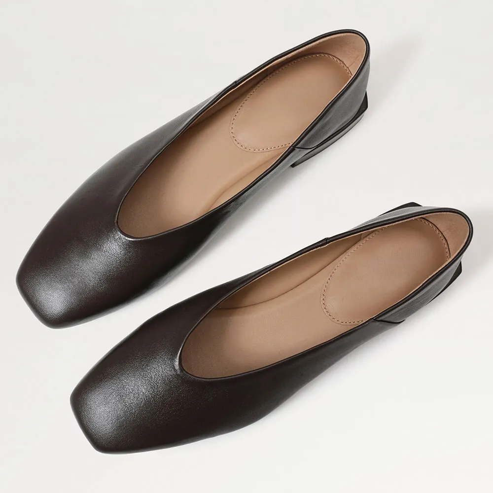Women's Classic Chocolate Brown Flat Slip On Closed Toe Shoes