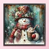 Snowman With Dessert-11CT Stamped Cross Stitch 45*45cm/17.72*17.72in