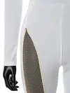 One-Shoulder Solid Color Split-Joint Mesh Long Sleeve Fashion Jumpsuit