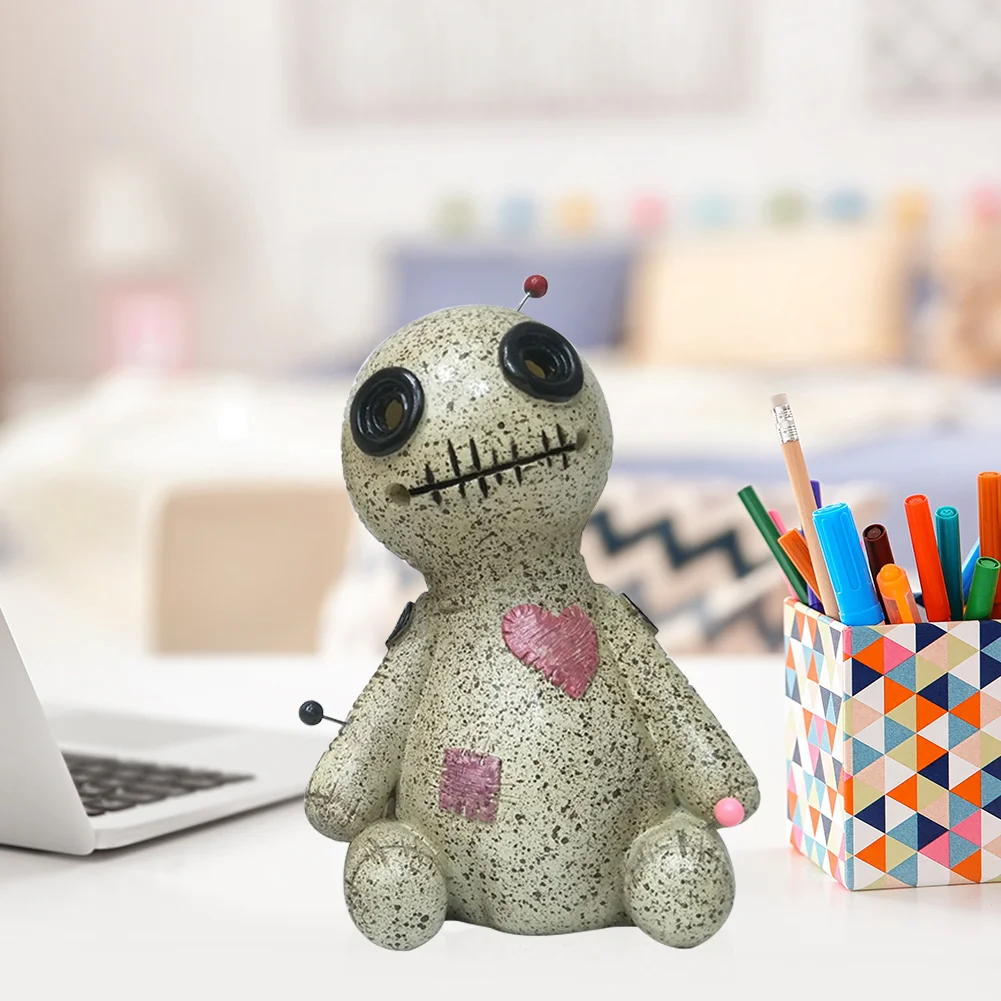 Cartoon Sprayable Voodoo Doll Incense Burner Resin Cursed Dolls Prop (A)