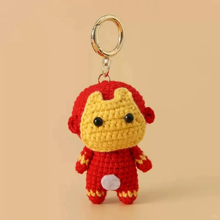 Lulusnow Handmade  The Avengers Iron Man Crochet Key Pendant Bag Accessories Key Pendant