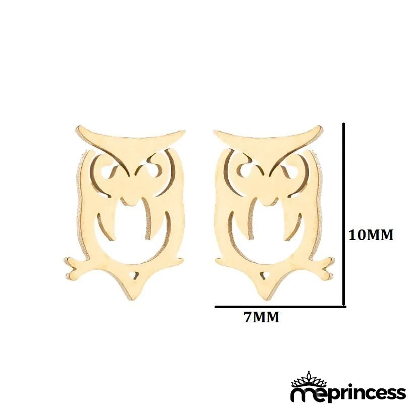 Women Fashion Hollow Eagle Owl Snake Dolphin Bee Giraffe Elephant Dog Cat Rabbit Fish Bird Penguim Stainless Steel Stud Earrings