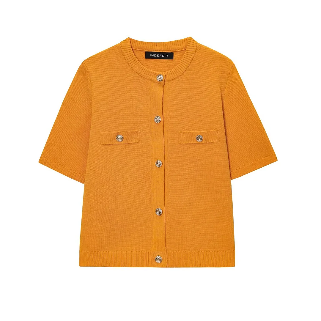 Nigikala Nigikala Spring 2025 New Women's Short-Sleeved Simple Fashion Knitted Jacket Skirt 1822023 1822025