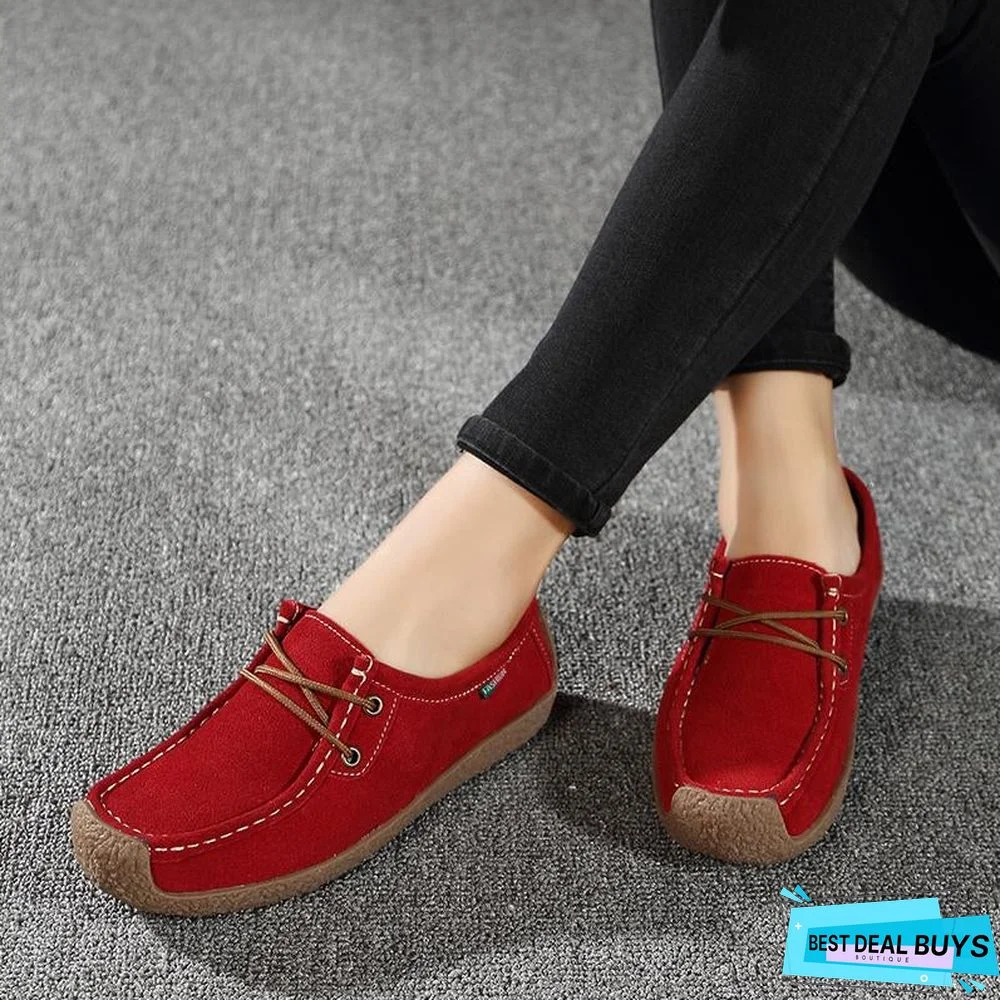 Women PU Leather Loafers Lace Up Folding Moccasins Foldable Casual Flats Shoes