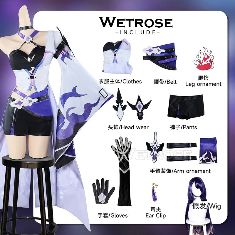 [Wetrose] Acheron Honkai Star Rail Cosplay Costume Yomi Galaxy Rangers Ахерон Wig Full Set