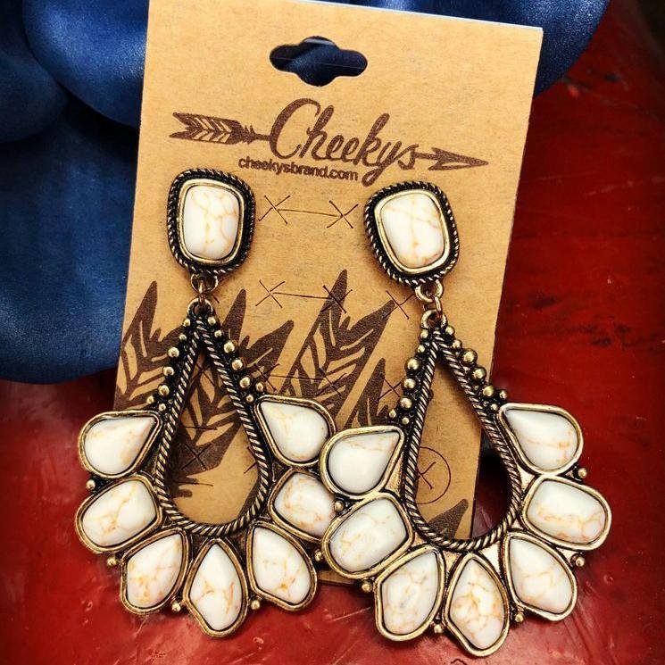 Women 18k retro stone ashion earings