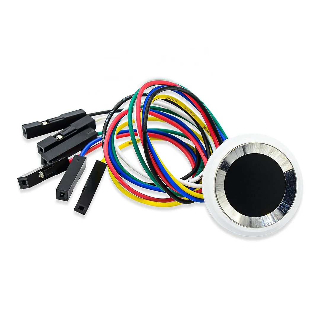 Ultra-Slim Round Thin Fingerprint Sensor Semiconductor UART Capacitive Fingerprint Sensor Module with Wire 6 Pin