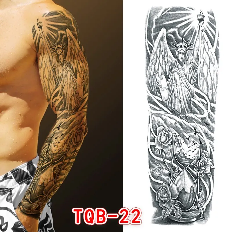 Sdrawing Temporari Tattoo Sticker for Men Death Skull Henna Skeleton King Animal Arm Leg Tatoo Pattern Fake Tattoo for Woman