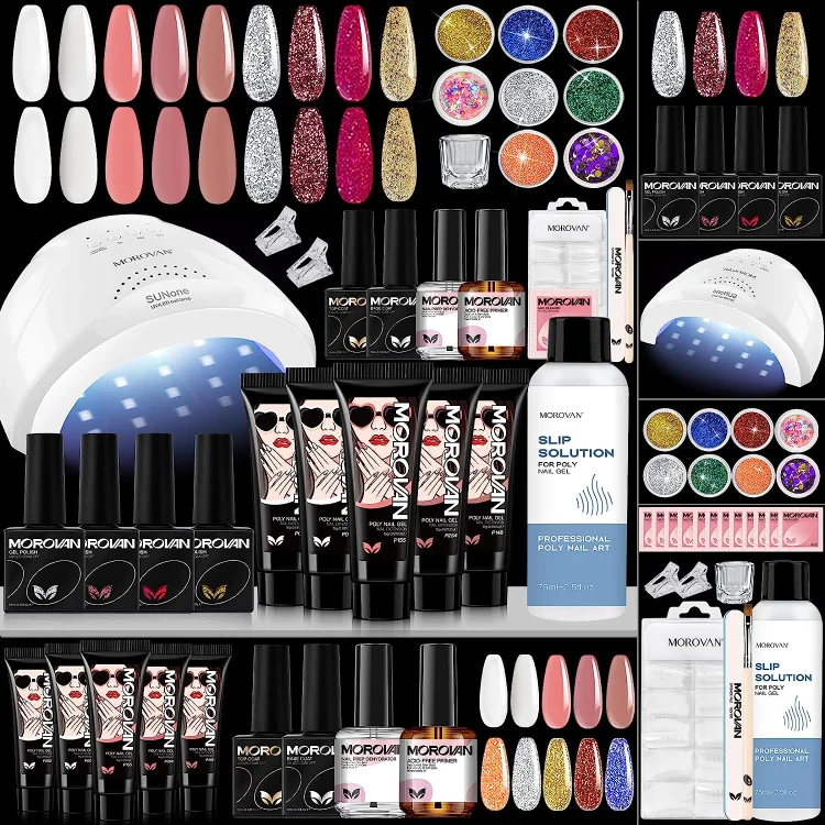 Deadly Diamonds - 5 Colors Poly Gel Nail Kit with 3 Colors Gel Nail Polish