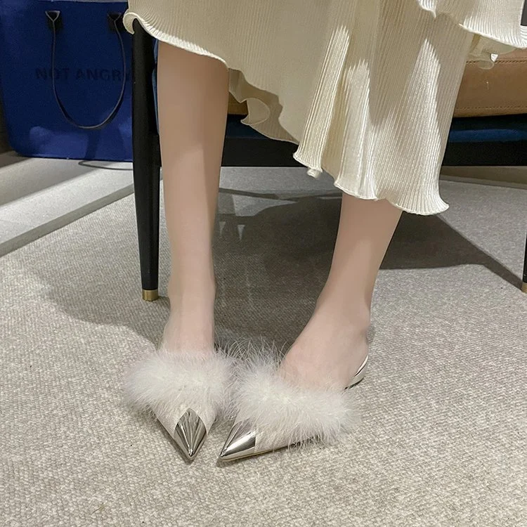 Yyvonne Fashion Cool Drag 2025 New External Wearing Pointed Head Down With Half Slippers Woman