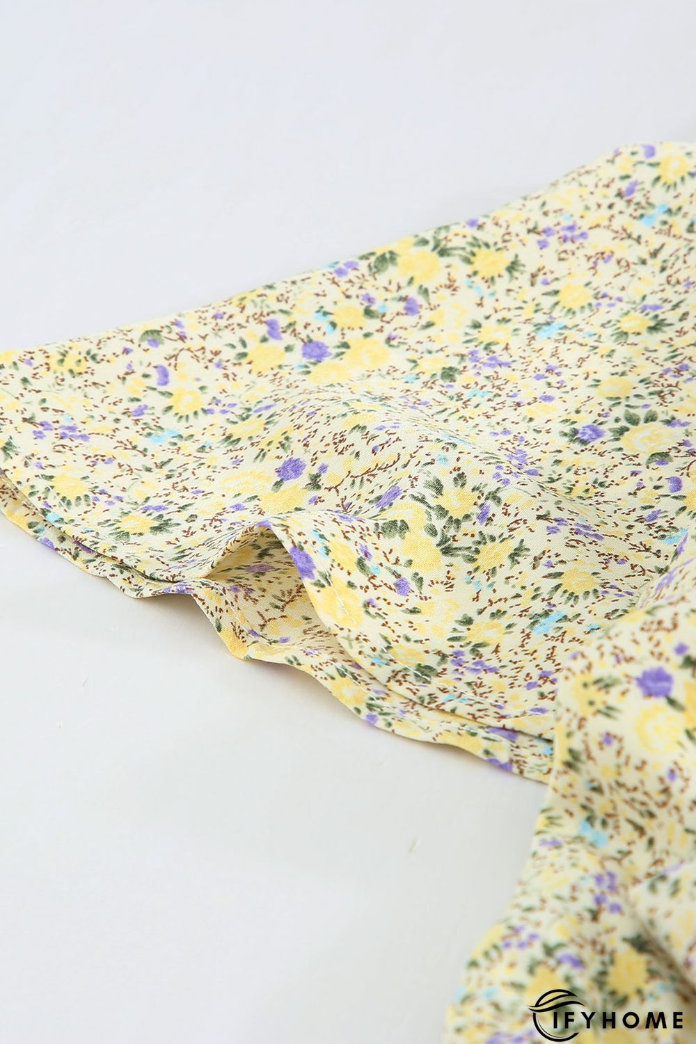 Floral Print Tie Knot Ruffled Short Sleeve Mini Dress | IFYHOME