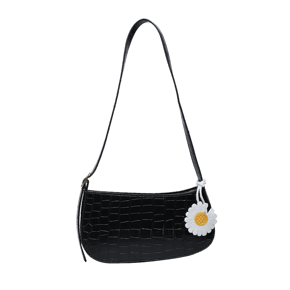 

Alligator PU Leather Handbag Tote Flower Female Shoulder Bags, Black, 501 Original
