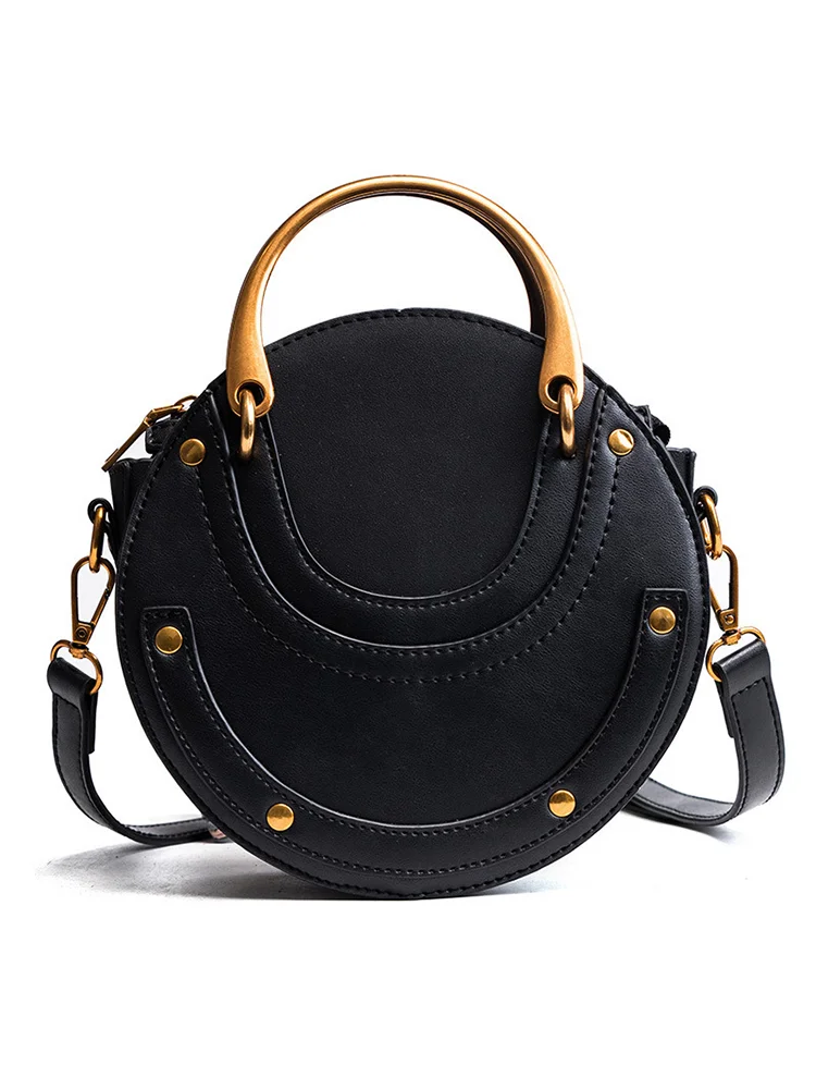 Unique Studded Patchwork Cylinder Crossbody Bag