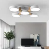 Modern LED Pendant Light Macarons Colorful 5 Heads Indoor Lamp Wood Iron Kitchen Bedroom Foyer Decoration Lighting Fixture lampswell