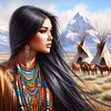 Femme indienne-peinture diamant ronde-40*40cm