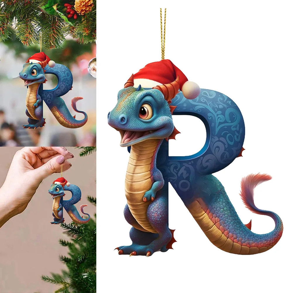 Christmas Cute Dragon Pendants Acrylic Letter Shaped Exquisite for Xmas Tree Car