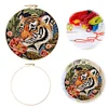 Red Flower Tiger-DIY Embroidery Kit with Pattern Cotton Threads Needles Hoop 30*30cm/11.81*11.81in