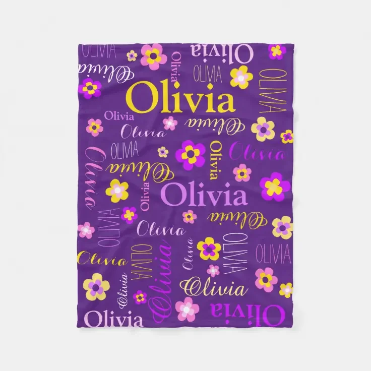 Personalized Girls Name Flower  Blanket