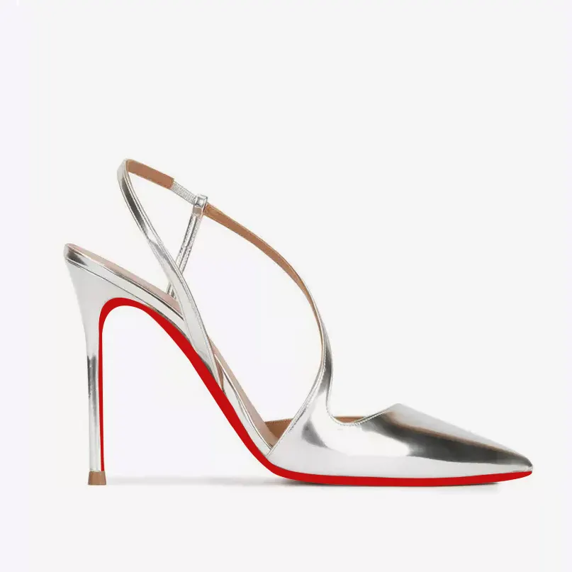 100mm Spotlight Wavy Straps Sandals High Heel Sandals Red Bottom Pumps-vocosishoes