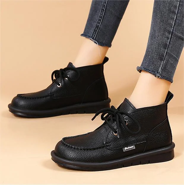Women's Lace-Up Warm Non-Slip Low Heel Retro Ankle Boots  Stunahome.com