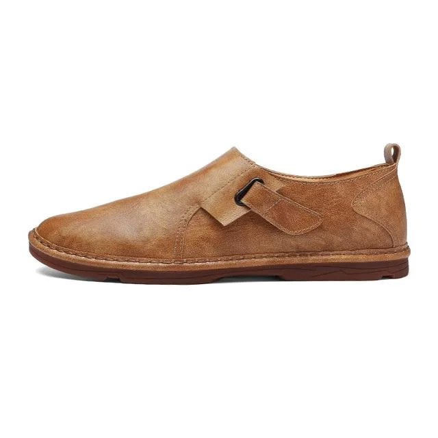 Men Casual Split Leather Shoes Plus Size Loafers Men Flats Shoes