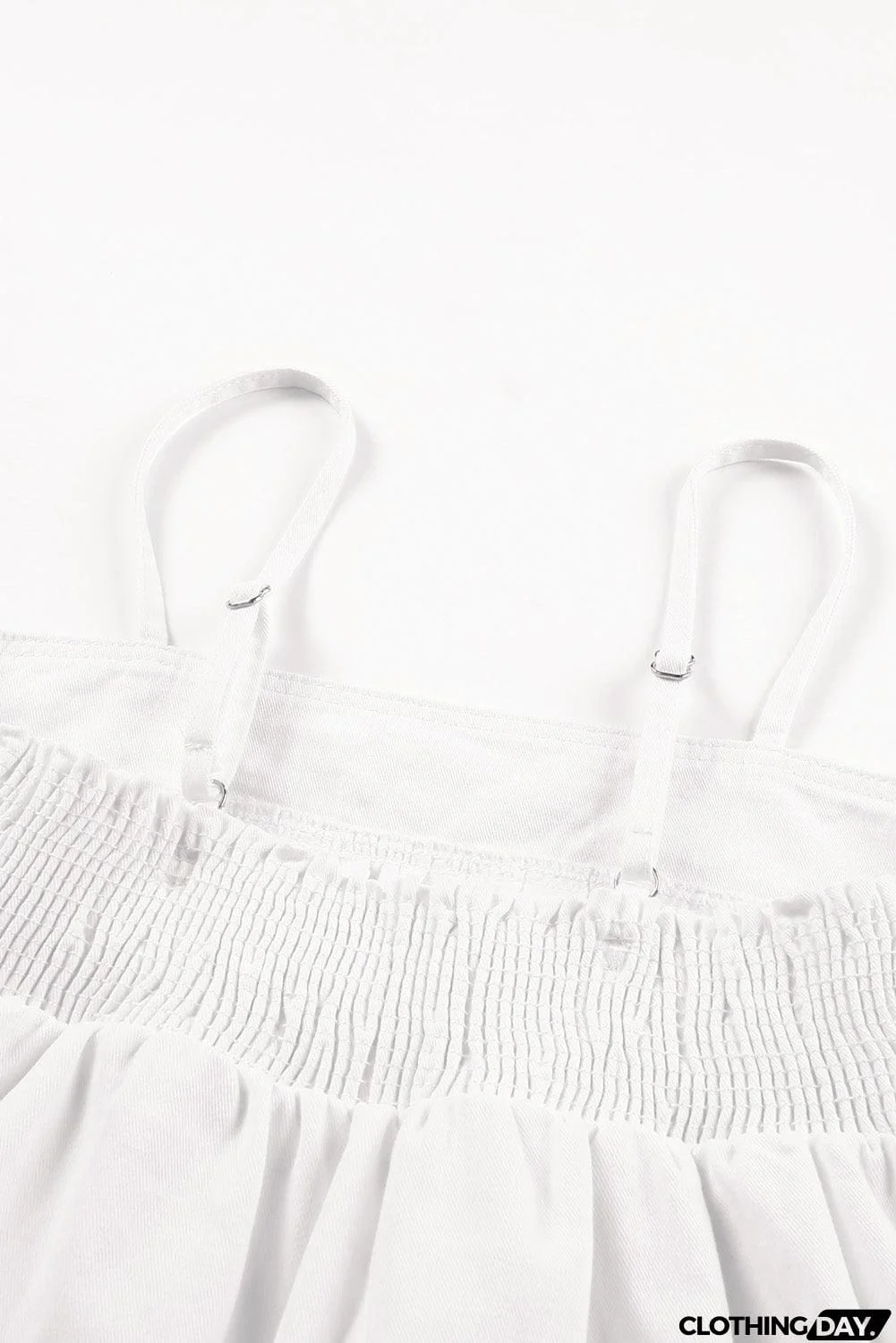 Smocked Adjustable Strap Denim Cami Top