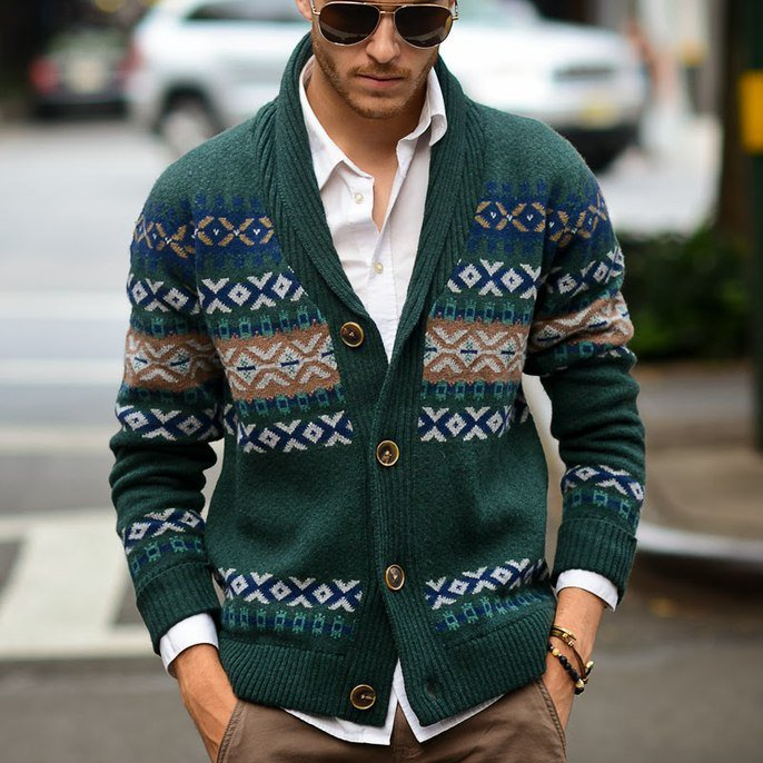 Knitted Color Block Warm Winter Sweater Jacket