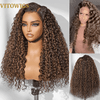 Brown Highlights Funmi Curly Glueless Wig