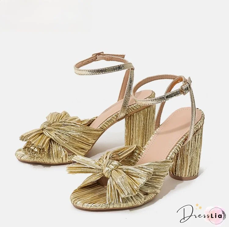 Metal Feeling Bow High Heel Slipper