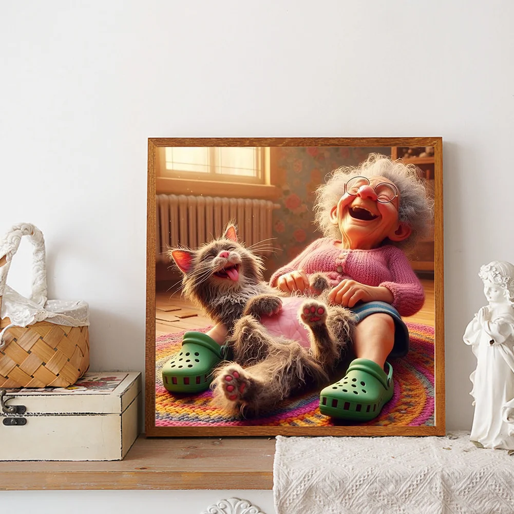 Diamond Painting - Full Round Drill - Grandma Girl(Canvas|30*30cm)