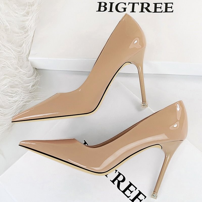 BIGTREE Shoes Patent Leather Woman Pumps Pointed Toe High Heels Sexy Women Office Shoes Stiletto Heels Fashion Women Basic Pump