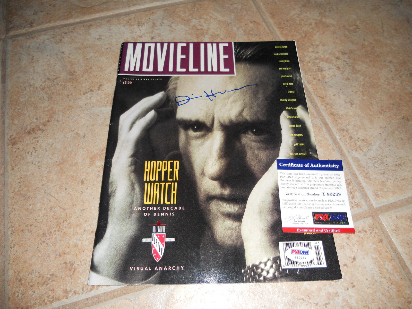 Dennis Hopper Signed Autographed Movieline Cover Photo Poster painting PSA Certified