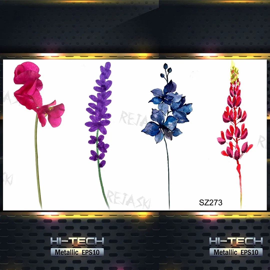 Colored Rose Fashion Feet Temporary Tattoos For Women Adult Hummingbird Sunflower Fake Tattoo Body Art Washable Tatoos Sticker