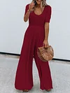 Empire Short Sleeves Wide Legs Jumpsuits