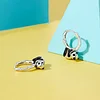 Panda Hoop Earrings 925 Sterling Silver