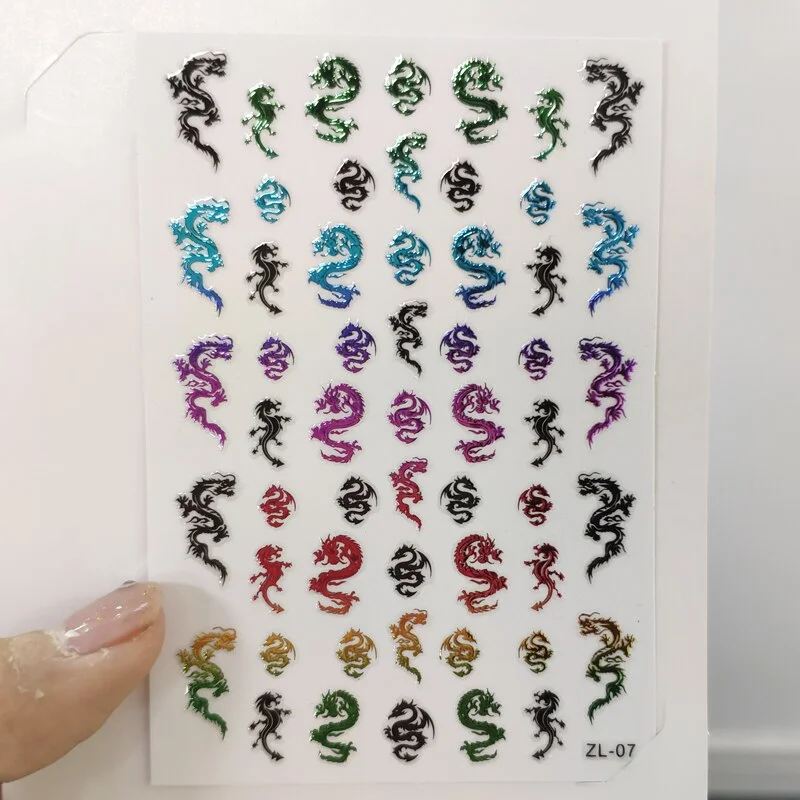 Applyw sticker 3D Dragon Nail Art Decals Colorful Dragons Design Self Adhesive DIY Nail Art Decoration Decals Manicure accessories