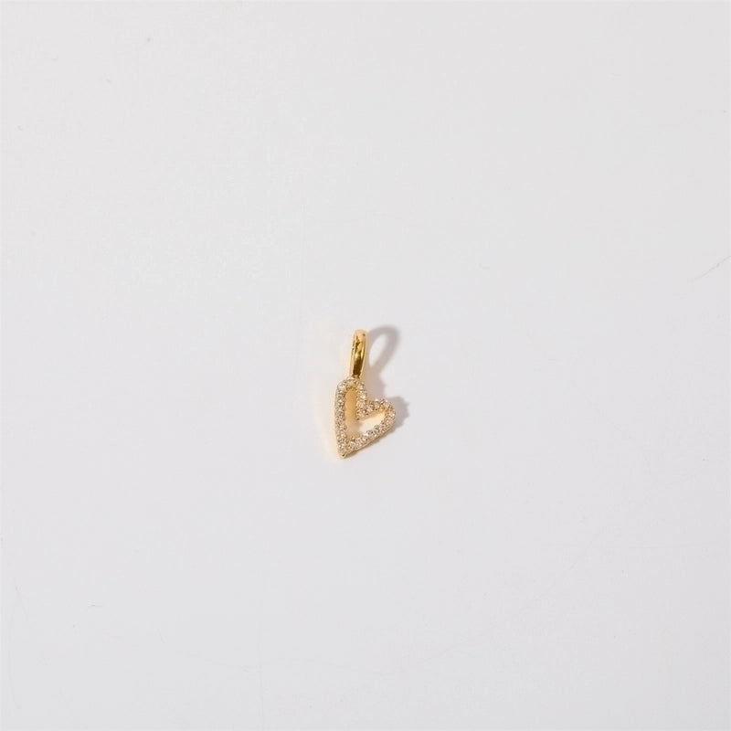 1 Piece Copper Zircon Gold Plated Cross Heart Shape Polished Pendant Chain