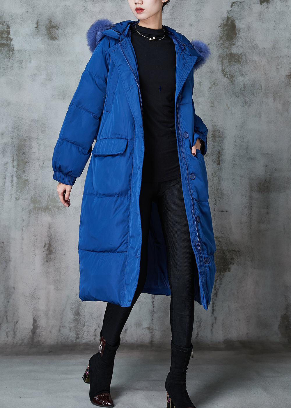 VCSHOES Blue Oversized Duck Down Puffers Jackets Winter