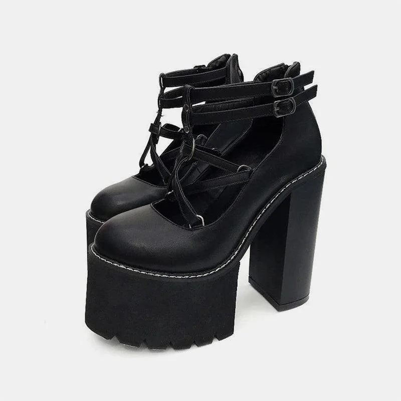Pentagram Strap Pumps Platform Shoes