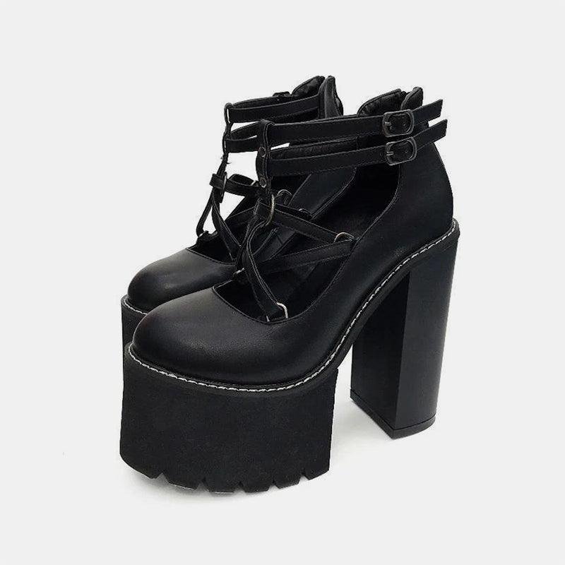 Pentagram Strap Pumps Platform Shoes