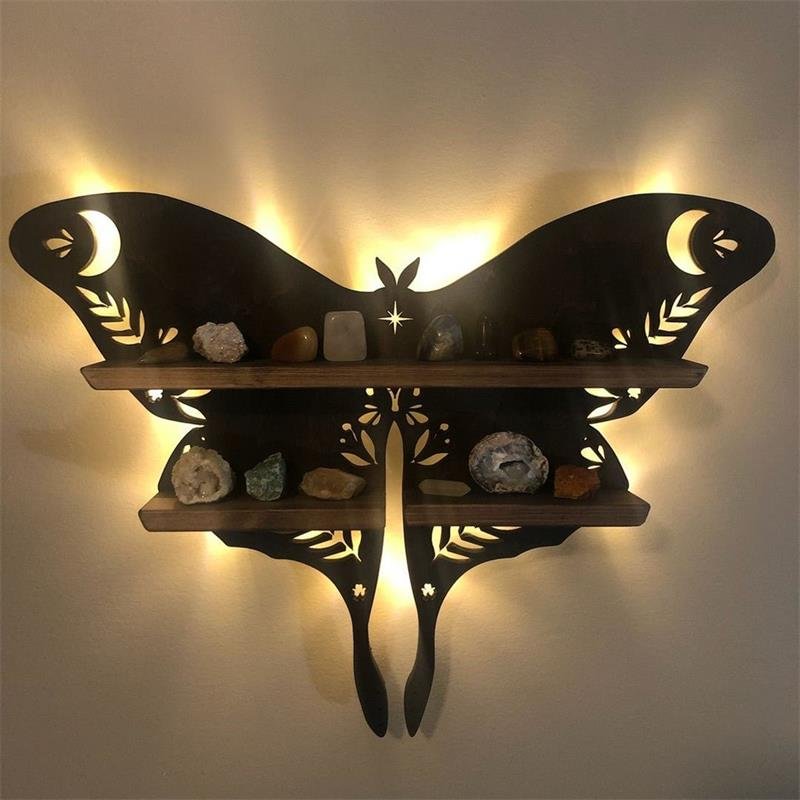 Luna Moth Lamp Crystal Shelf