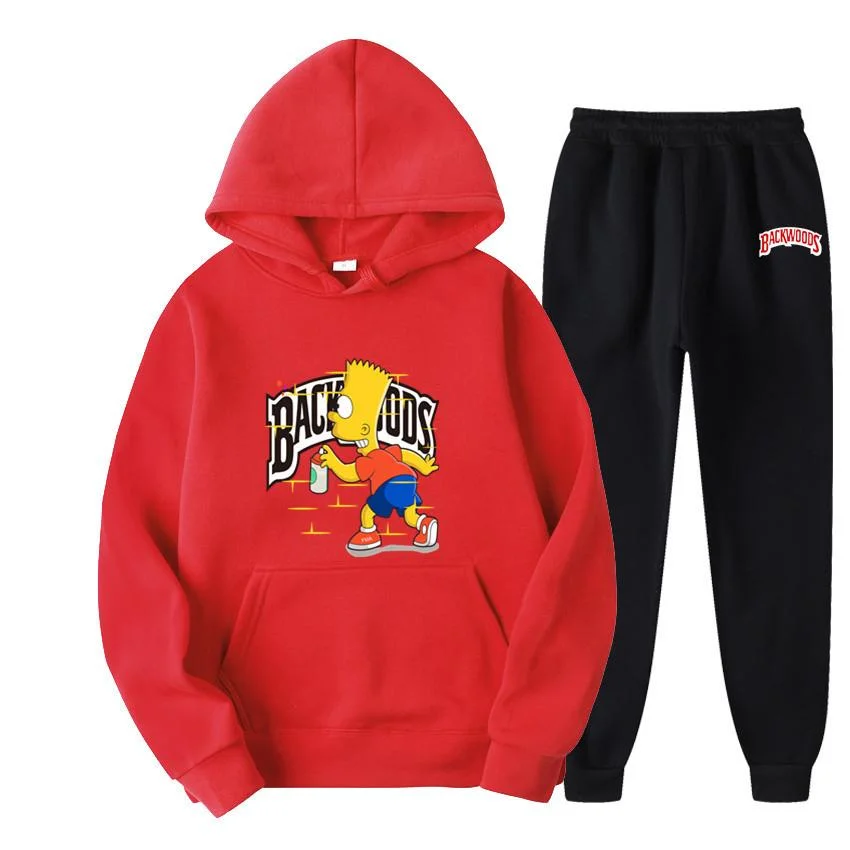 Backwoods Bart Simpson Set Fleece Printed Sportswear Pants Hoodie Set