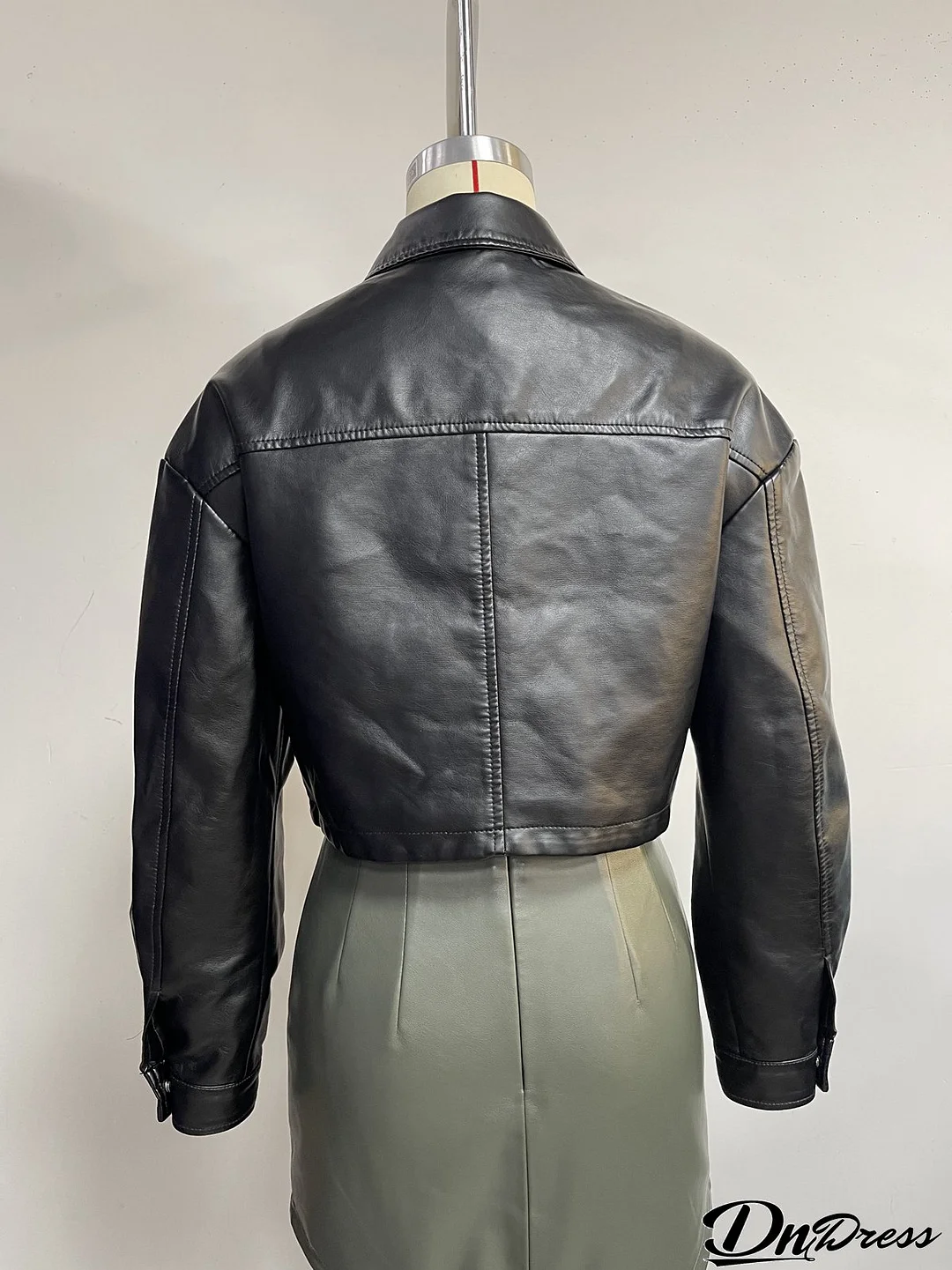 Women Loose Casual Long-sleeved Single-breasted Turndown Collar Crop Jacket