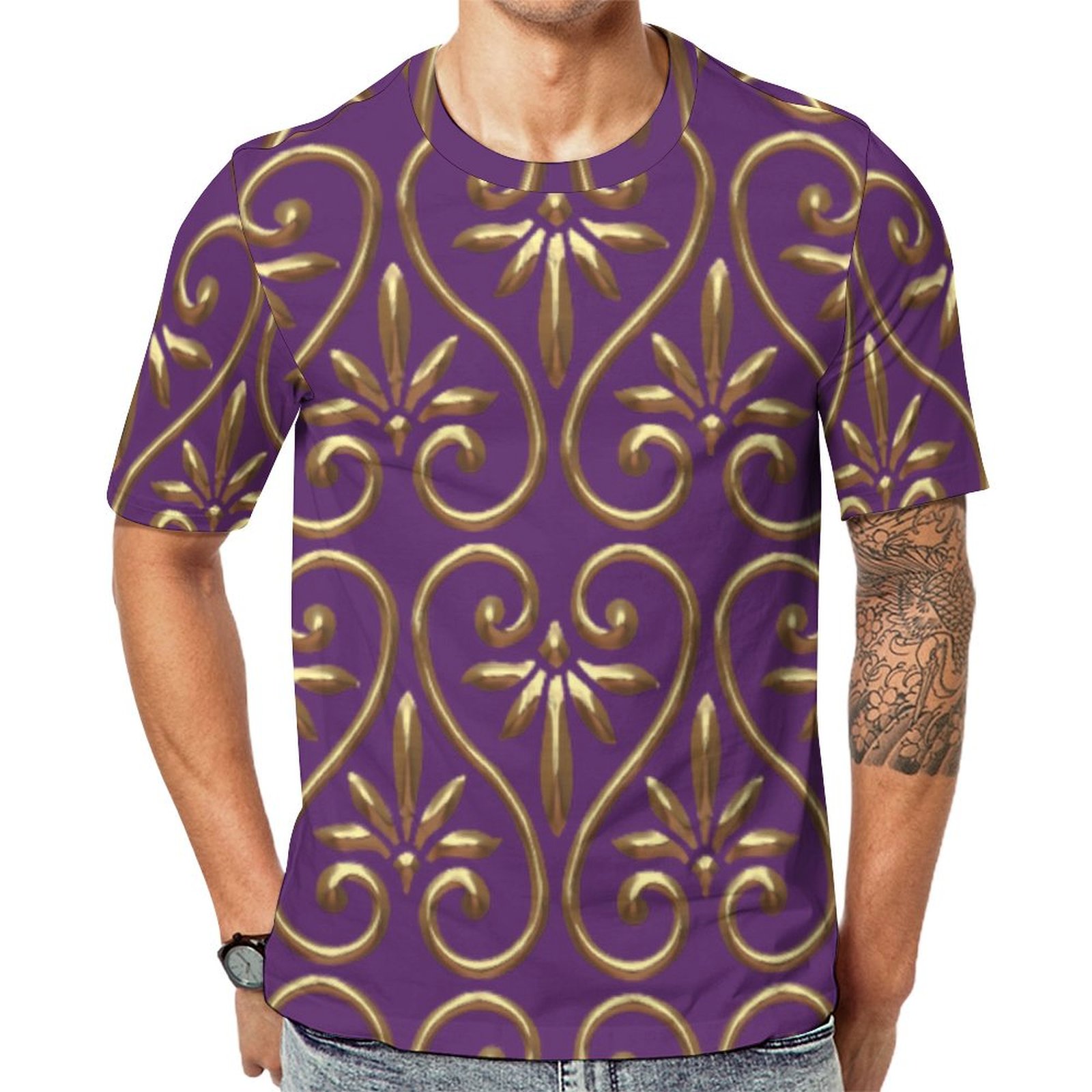 Elegant Chic Ornate Classy Antique Damask Short Sleeve Print Unisex Tshirt Summer Casual Tees for Men and Women Coolcoshirts