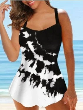 Plus Size Swimwear Sleeveless Floral Printed Tankini