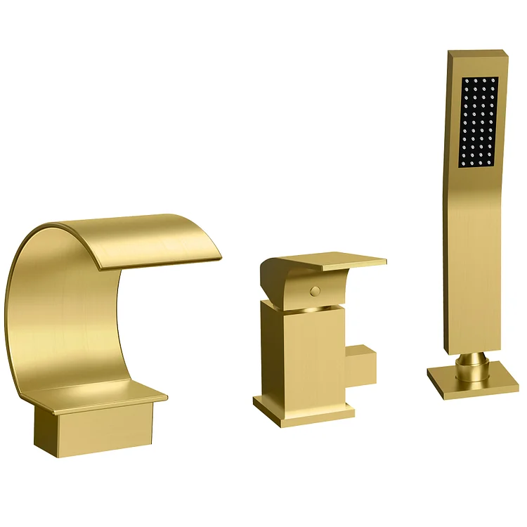 EVERSTEIN Deck Mount Waterfall Bathtub Faucet in Brushed Gold SFS1005-GD