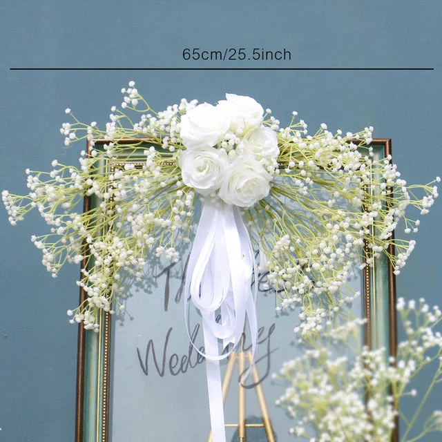 A7415 A7416 White Babysbreath Flower Row Arrangement Horn Arch Wedding Backdrop Decor Party